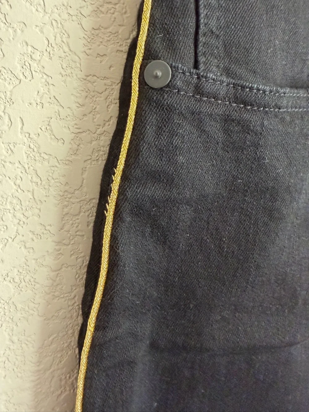 Madewell Stretch Denim Straight Mini Skirt Gold Piping Edition 29 Black 5 Pocket